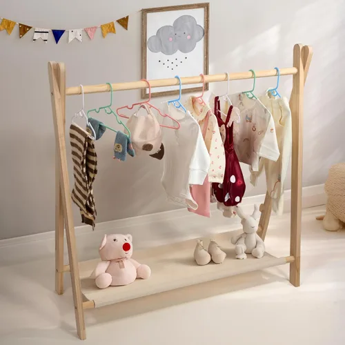 Vista 7 de Perchas Infantiles para Niños - 60 Perchas de Plástico para Bebés para Ropa de Niños Pequeños en el Armario - Percha para Niños, Percha