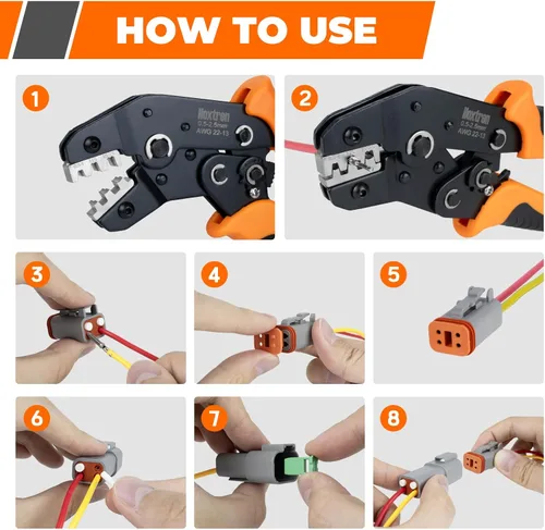 Vista 6 de Kit de conectores DT Deutsch de 218 piezas, 12 unidades, con crimpadora de alambre de trinquete, 2/3/4/6/8/12 pines IP68 impermeables, conectores