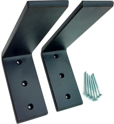 Dmax Soportes en L resistentes de acero negro de 6 x 8 pulgadas, soportes de soporte ocultos de encimera | 3/8 pulgadas de grosor, soporta 150