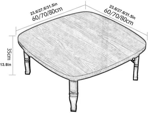 Vista 2 de Mesa de café cuadrada plegable de estilo japonés que ahorra espacio, mesa baja, mesa de comedor, mesa de estudio, escritorio pequeño para tatami