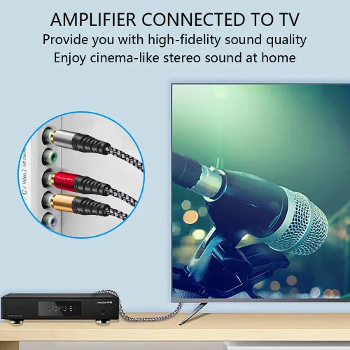 Vista 5 de Cable RCA de audio y video de 15 pies, Yeung Qee 3RCA macho a 3RCA macho compuesto AV cable compatible con decodificador, altavoz, amplificador