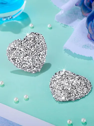 Vista 2 de Cubiertas adhesivas para el pecho con diamantes de imitación, cubiertas para el pecho con purpurina, calcomanías reutilizables, cubiertas de brasier