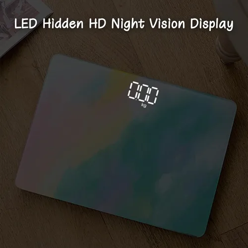 Vista 4 de Báscula de plataforma ultra ancha colorida para peso corporal, báscula de baño digital portátil, báscula de viaje bastante pequeña para tu salud