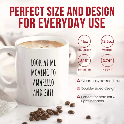 Vista 3 de Moving To Amarillo Mug - Texas City Coffee Cup - Relocation Funny Gift From - Panhandle Tea Mugs - Cups - 11 Oz Ceramic Gifts For New Residents