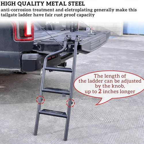 Vista 5 de Escalera universal plegable y giratoria de 360° para puerta trasera para camioneta, uso rápido, resistente escalera plegable de 42 pulgadas
