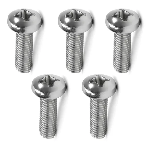 Vista 90 de MroMax 50 tornillos de máquina Phillips de cabeza plana M5 x 0.315 in, acero inoxidable 304 18-8, rosca completa, tornillos de cabeza cruzada gris