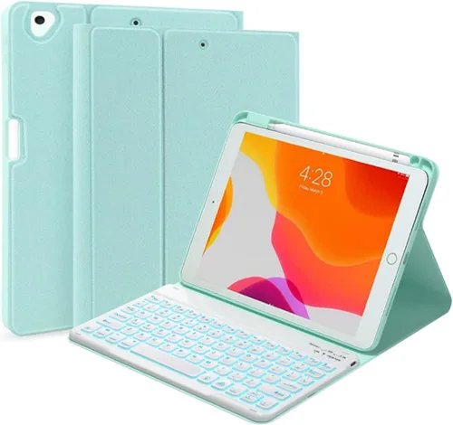 Vista 11 de Funda de teclado retroiluminada para iPad de 9.7 pulgadas 2018 (6ª generación) / iPad 2017 (5ª generación) / iPad Air 2/1, teclado inalámbrico Negro