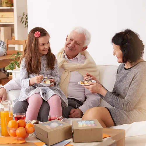 Vista 6 de KINREE 6 x 6 x 3 – Pequeñas cajas de panadería con ventana-marrón-cajas de galletas, cajas de regalo de kraft-cajas de embutidos, caja