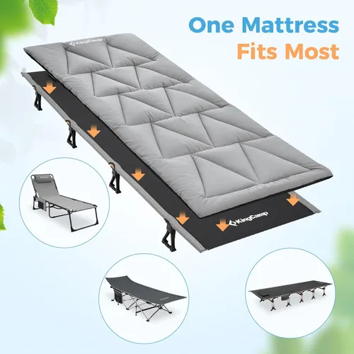 Vista 2 de KingCamp Cot Mattress Pad, Portable Lightweight Cot Mattress, Non-Slip Camping Mat Soft Comfortable Non-Slip Cot Pad for Camp, RV Bunk