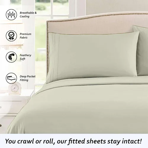 Vista 114 de Juego de sábanas para autocaravana tamaño individual (39 x 75) – 100% algodón egipcio, suave y refrescante, sábana bajera de 16 pulgadas