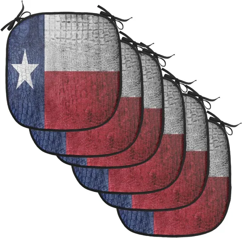 Vista 193 de Lunarable Juego de 4 cojines de asiento para silla, diseño de pétalos de flores de iris florecientes, arte de forma desgastada, acolchado de asiento