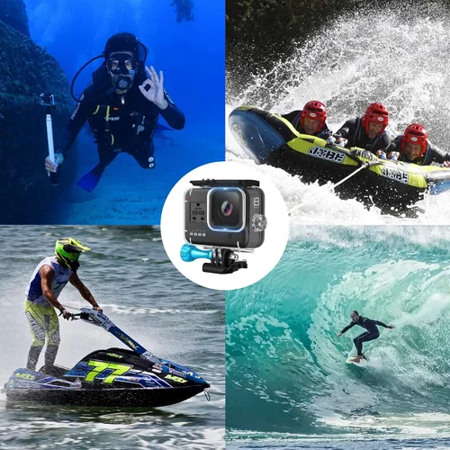 Vista 5 de MiPremium Carcasa impermeable para GoPro Hero 8, color negro. Accesorios de montaje de jaula de buceo con tornillo de aluminio y hebilla