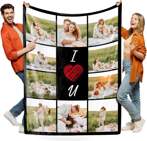 Manta personalizada con foto, manta de collage personalizada con tu propia imagen, fabricada en Estados Unidos, regalo para ella, él, mujeres,