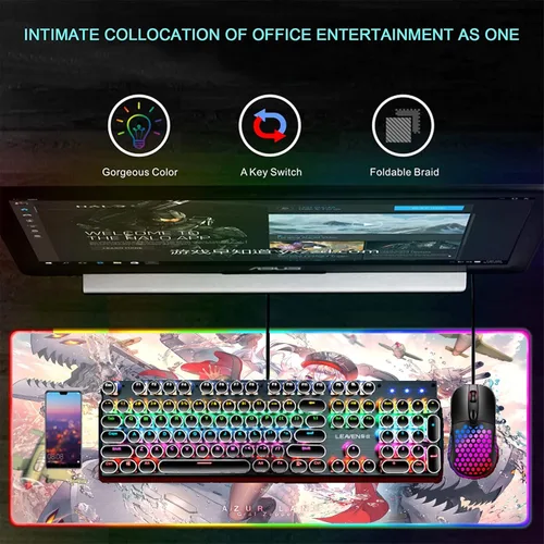 Vista 4 de Mouse Pads Sexy Anime Girl RGB Mouse Pad PC Gaming Large Mousepad XXL Mause Pad Rubber LED Backlit Mausepad Led Desk Mat 24 inch x12 inch