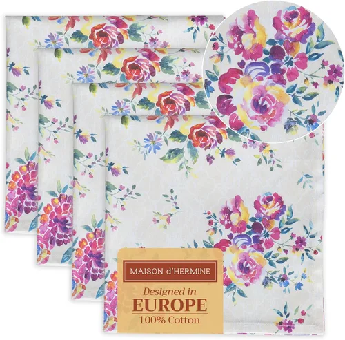 Vista 74 de Maison d' Hermine Juego de 4 servilletas de tela 100% algodón, suaves y duraderas, servilletas cuadradas reutilizables para uso diario, lavables