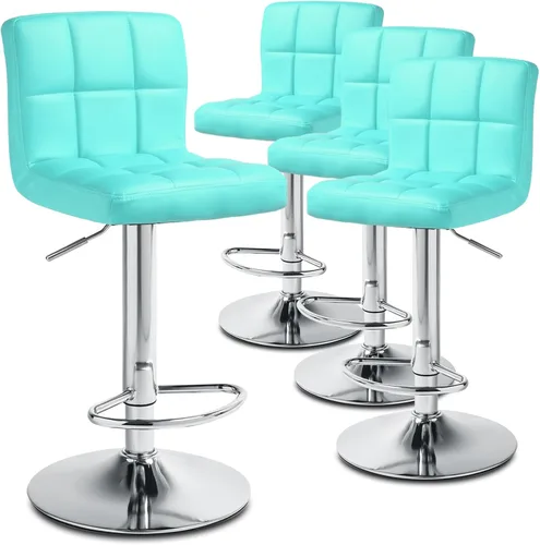 Vista 23 de Magshion Juego de 2 taburetes de bar, modernos taburetes de bar giratorios de piel sintética con respaldo, sillas de bar cuadradas ajustables sin