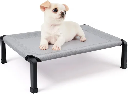 Vista 11 de Heeyoo Cama Elevada para Perros, Catre Elevado Refrescante para Mascotas con Tela de Malla a Prueba de Mordidas y Marco de Acero, Cama Catre