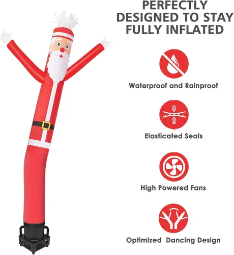 Vista 4 de MOUNTO Juego completo de marioneta bailarina voladora de 6 pies con soplador de 1/3 hp (Papá Noel)