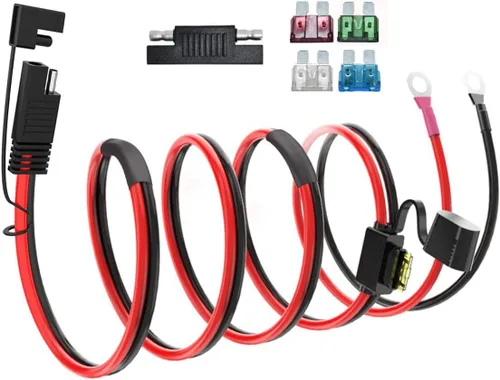 Vista 18 de ELFCULB Cable de Extensión de Enchufe SAE de Puerto de Pared Lateral de Alimentación 10AWG 2FT (0.6m) a Conectores SAE, con Fusible de 10A 15A 20A