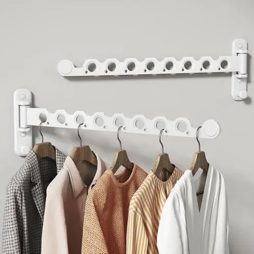 Vista 7 de Perchero plegable para colgar ropa de pared, gancho plegable para interiores, para lavandería, dormitorio, estantes plegables perfectos para Negro