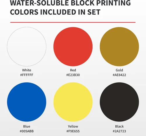 Vista 4 de Speedball 3470 Water-Soluble Block Printing Ink Starter Set – 6 Bold Colors with Satiny Finish - 1.25 FL OZ Tubes, Multicolor