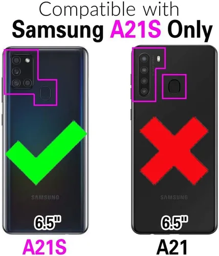 Vista 2 de Asuwish Funda de teléfono para Samsung Galaxy A21S con protector de pantalla de vidrio templado y soporte delgado, funda protectora híbrida