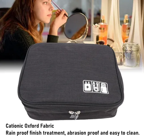 Vista 7 de Pongnas Cable Organizer Bag, Cable Storage Case Electronic Accessories Carry Case with Rain Proof Oxford Fabric & Elastic Dividers for Travel Office