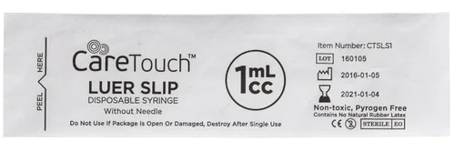 Vista 4 de Care Touch CTSLS1-VC Luer Slip Jeringa 0.0 fl oz - 100ct Sin aguja
