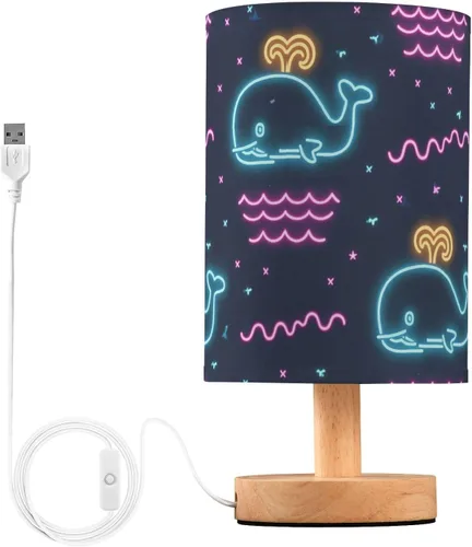 Summer Neon Whale Wave Black Table Lamp Night Lampsnight Light for Dining Room Lamps for Small Spaces Retro lamparas para cuartos de