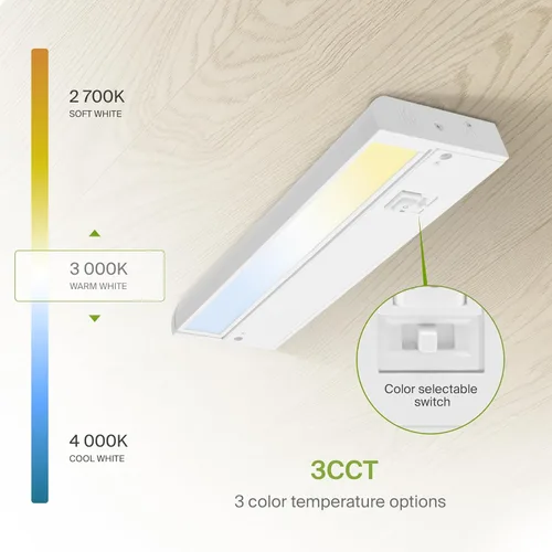 Vista 6 de ASD Iluminación LED giratoria para debajo del gabinete con enchufe o cableado de 12 pulgadas, luces regulables debajo del gabinete con interruptor