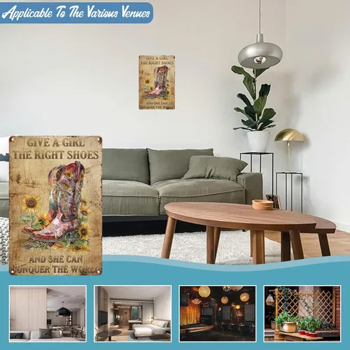 Vista 5 de Letrero de hojalata con botas de vaquera, decoración de pared, divertido letrero de hierro, regalo para el hogar, restaurante, bar, cafetería