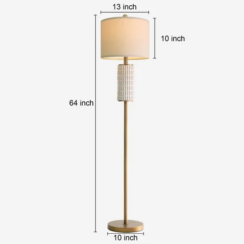 Vista 6 de PoKat Lámpara de pie de cerámica dorada antigua para sala de estar, dormitorio, lámpara de pie moderna de altura de 64 pulgadas con interruptor