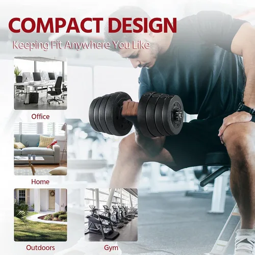 Vista 8 de Yaheetech Juego de mancuernas de peso de 66 libras, gorra ajustable para gimnasio/hogar, entrenamiento corporal para mujeres y hombres