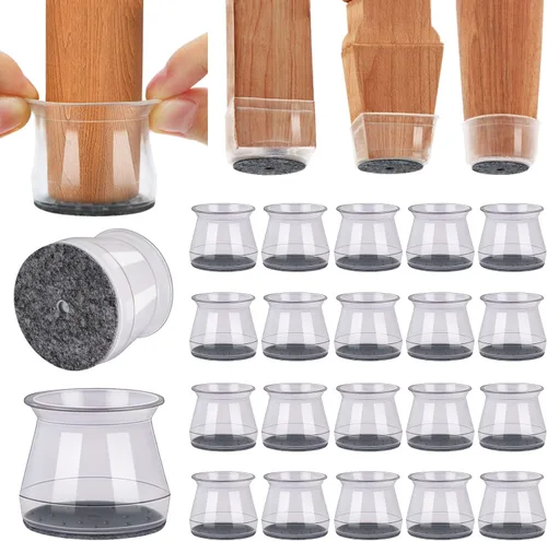 Vista 22 de BUMACO Protectores de suelo para patas de silla, protectores de patas de silla para suelos de madera dura, almohadillas de silicona para proteger