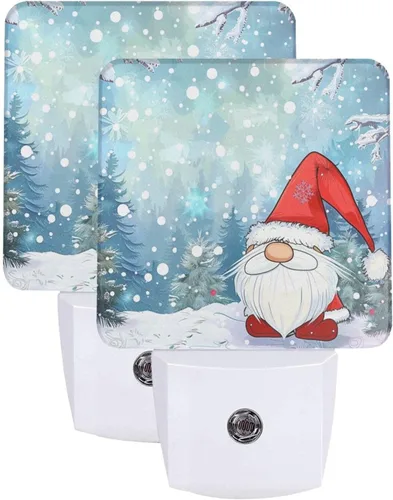 Vista 8 de Juego de 2 lámparas LED de noche enchufables de muñeco de nieve, con sensor automático, copos de nieve de Navidad, juego de 2 luces nocturnas