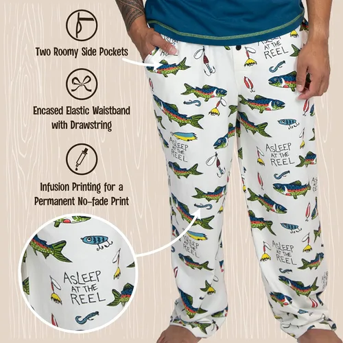 Vista 5 de Lazy One - Pantalones de pijama para hombre, pantalones de descanso, divertidos, humorísticos