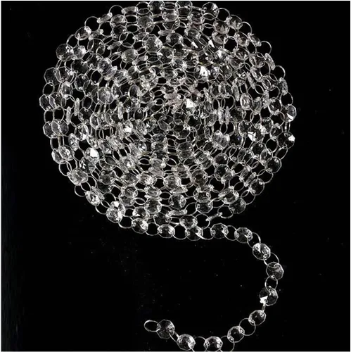 Vista 6 de Guirnalda de cuentas de cristal acrílico transparente de 33/100 pies, suministros de boda para colgar (100 pies)