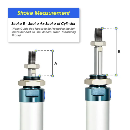 Vista 4 de TAILONZ PNEUMATIC Cilindro de Aire de 16mm Orificio 25mm Carrera de Doble Acción con Conector Y y 2 Piezas de Conexión de 6mm MAL16x25