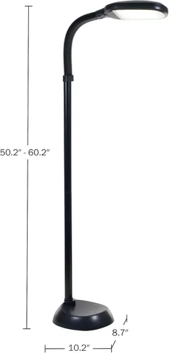 Vista 5 de Lavish Home Adjustable LED Floor Lamp with Bendable Neck - Full Spectrum Natural Sunlight LED Lamp for Bedroom and Living Room - Reading, Craft, and