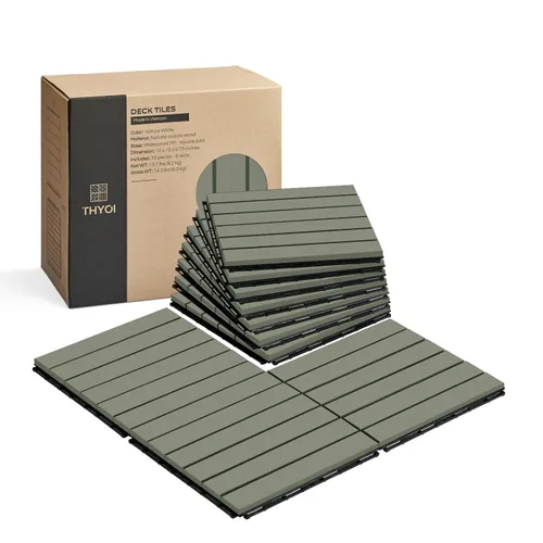 Vista 17 de Azulejos de cubierta premium, 10 piezas de suelo de patio - teca
