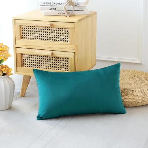 Vista 5 de Artscope Fundas de almohada de terciopelo de lujo, fundas de almohada rectangulares decorativas, fundas de cojín suaves y sólidas para sofá