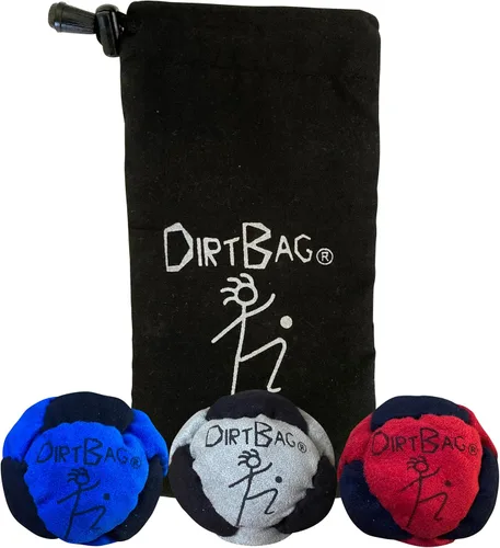 Vista 6 de DIRTBAG Classic Footbag Hacky Sack Paquete de 3 con bolsa, único, juego de bolsas de pies con bolsa de transporte exclusiva.