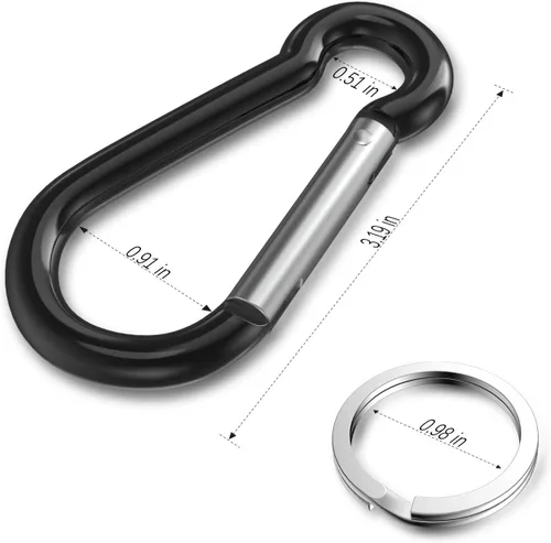 Vista 2 de Sprookber Mosquetón de aluminio, clips de caribeño, gancho de resorte para clip de llavero, juego de 10