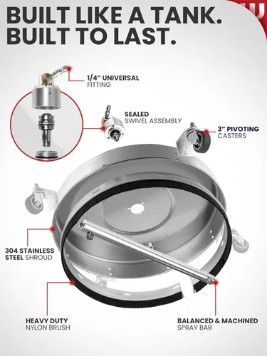 Vista 12 de WOJET Limpiador de superficies compacto de 16 '' PRO con ruedas 4500PSI