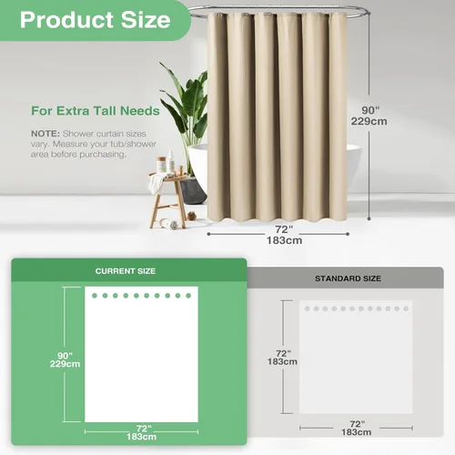 Vista 712 de Cortina de ducha de tela Dynamene verde oscuro - Cortinas de baño de tela de nido de abeja texturizadas resistentes, juego de cortinas de baño