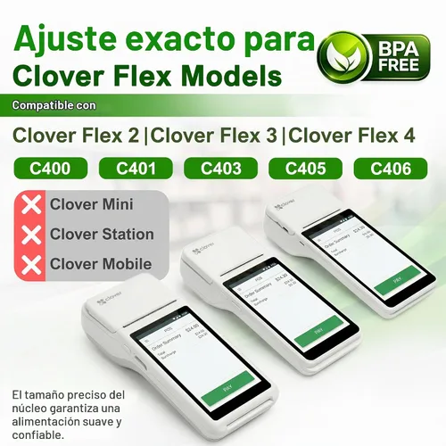 Vista 2 de Rollo de papel térmico para papel de recibo Clover Flex 2 1/4 x 55 (10 rollos)