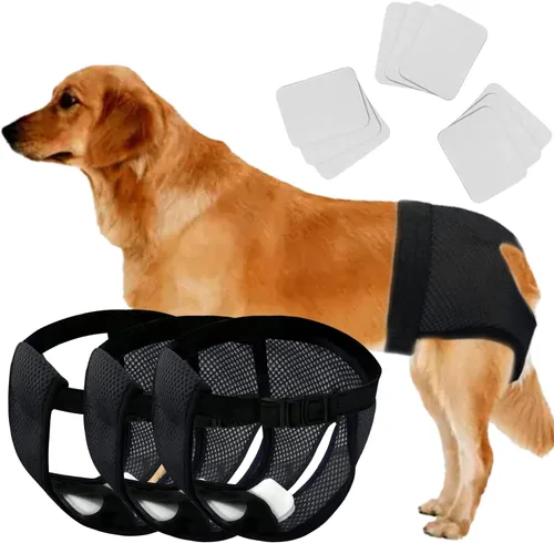 Vista 9 de Every Pet - Pañales reutilizables con 3 pañales de repuesto, almohadillas sanitarias lavables de malla transpirable para perros, pañales