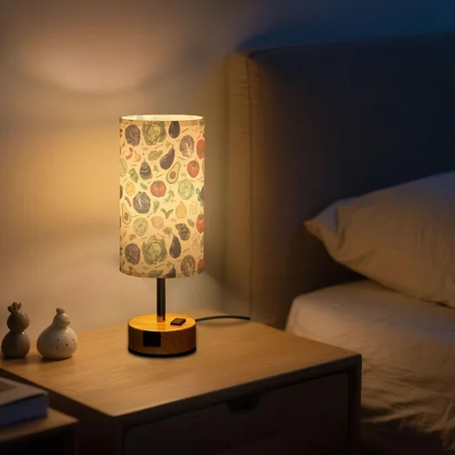 Vista 8 de Vegetable Retro Dimmable Bedside Touch Lamps with Charging Ports for Living Room Bedroom Nightstand Office Desk, Light Bulb Included