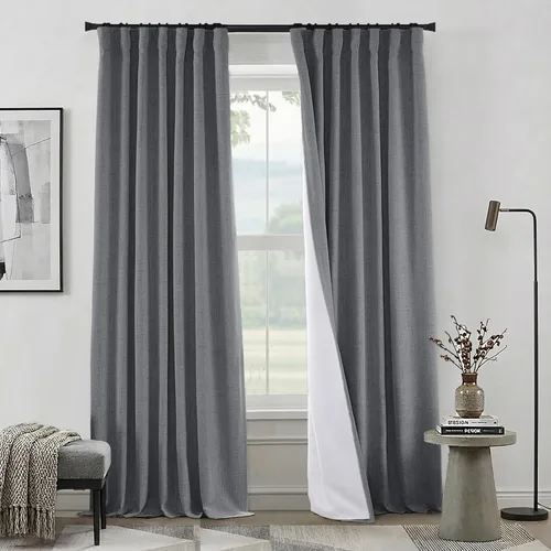 Vista 11 de Cortinas Cortas Marrón Oscuro de 45 Pulgadas de Largo, Cortinas Opacas de Lino con Trabilla Trasera Plisadas Tipo Café para Cocina Dormitorio Baño
