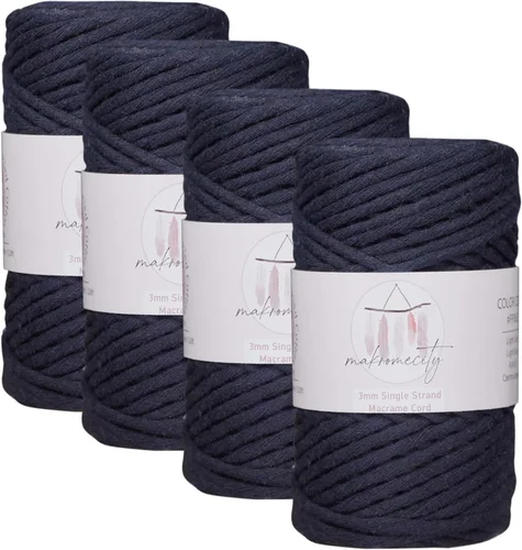 Vista 121 de Makromecity, Cordón de macramé de un solo hilo de 3 mm x 100 yardas (300 pies) de 3 mm de cordón de algodón azul bebé para arte y manualidades